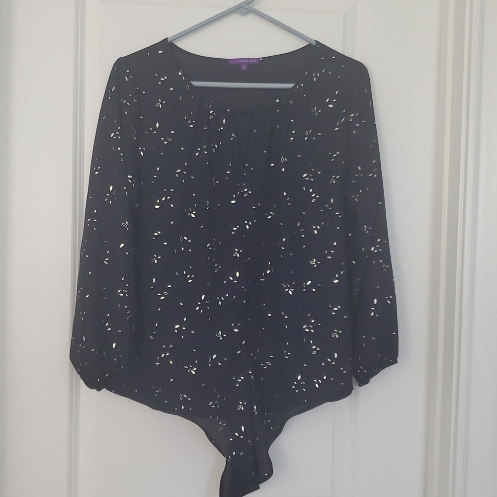 Elegant Navy Blue Floral Women's Top